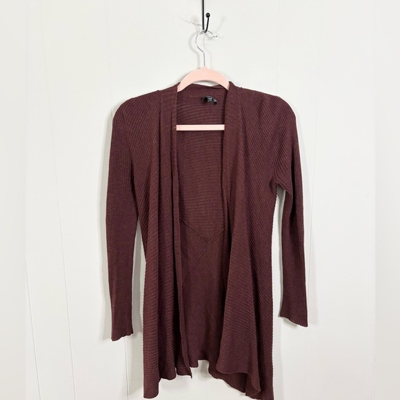 Eileen Fisher Sweaters - Eileen Fisher petite wool cardigan sweater brown open asymetrical MP